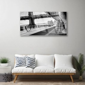 Quadro acrilico Ponte. Bici. Architettura 100x50 cm