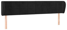 Testiera ad orecchio nera 183x23x78/88 cm in velluto