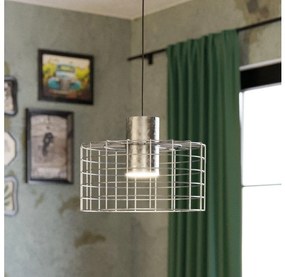 Eglo 43649 - Lampadario su corda MILLIGAN 1xE27/40W/230V d. Argento 38 cm