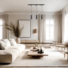 Lampadario a sospensione con cavo per sistema a binario PIPE 3xGU10/10W/230V nero