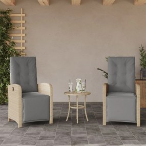 Sedie da giardino reclinabili 2 pz con poggiapiedi polyrattan