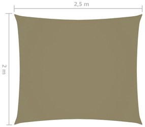 Parasole a Vela Oxford Rettangolare 2x2,5 m Beige