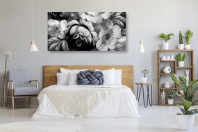 Quadro su tela – Mondo dei fiori in bianco e nero