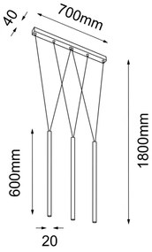 Shilo 7946 - Lampadario su filo MIAKI 3xG9/10W/230V