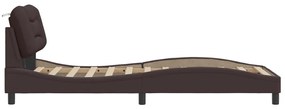 Giroletto con Luci LED Marrone Scuro 90x190 cm in Tessuto