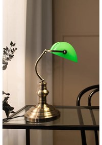 Lampada da tavolo in verde e ottone Bankers, altezza 42 cm - Markslöjd
