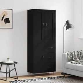 Credenza Nera 69,5x34x180 Cm İn Legno Multistrato /