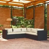 Set Divani da Giardino con Cuscini 5 pz in Polyrattan Nero cod mxl 35131