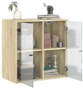 Mobile a Muro con Ante in Vetro Rovere Sonoma 68x37x68,5 cm