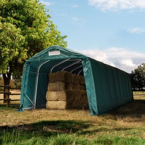 TOOLPORT Tenda agricola 3,3x9,6m, verde scuro, Telo in PVC, fissaggio per terreno - (99546)