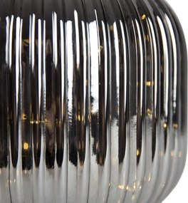 Lampada da tavolo Art Déco nera con vetro fumé e cavo E27 incluso - Karel
