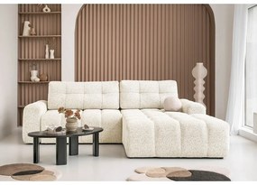 Divano angolare componibile color crema allungabile/con contenitore (con penisola a destra) Lulu – Miuform