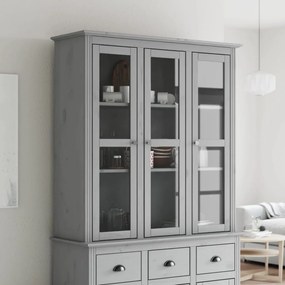 Mobile Con Ante İn Vetro Bodo İn Legno Massello Di Pino Grigio /