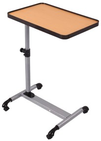 Costway Tavolino porta pc con altezza e inclinazione regolabile, Scrivania per laptop con ruote 52x45x58-90cm