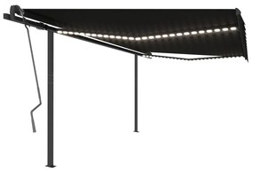 Tenda da Sole Retrattile Manuale con LED 4,5x3 m Antracite