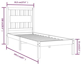 Giroletto in Legno Massello di Pino 90x190 cm Single