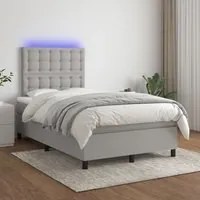 Letto a Molle Materasso e LED Grigio Chiaro 120x200 cm Tessuto 3135181