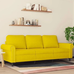 Divano A 3 Posti Giallo 180 Cm İn Velluto /