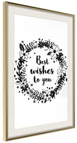 Poster  Best Wishes  Cornice Quadri Cornice d'oro con passe-partout, Larghezza x Altezza Home decor 40x60