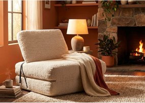 Poltrona bianca allungabile con rivestimento in bouclé Faster – Mauro Ferretti