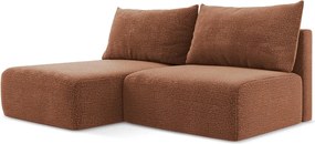 Divano angolare color mattone allungabile/con contenitore (con penisola a sinistra) Kalena – Makamii