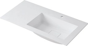 Lavabo a incasso rettangolare vasca a destra L 90.5 x H 15 x P 46 cm in resina bianco lucido
