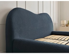 Letto matrimoniale in blu scuro imbottito con spazio contenitivo con rete inclusa 180x200 cm Orlane – Bobochic Paris