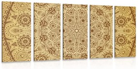 Quadri 5 pezzi – Mandala ornamentale con pizzo