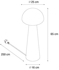 Lampada da terra per esterni nera 65 cm - Mushroom