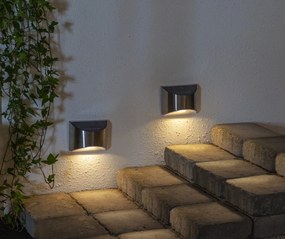 Set di 2 luci LED solari a parete in acciaio inox, altezza 8 cm Wally - Star Trading