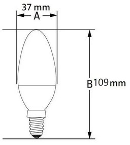 Lampada LED E14 9W, C37, 105lm/W Colore  Bianco Caldo 2.700K