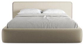 Letto matrimoniale imbottito beige con vano contenitore con griglia 160x200 cm Kiana - Makamii