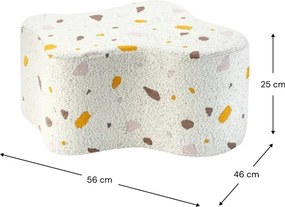 Pouf per bambini bianco con rivestimento in bouclé e ciniglia Terrazzo Cloud – Wigiwama