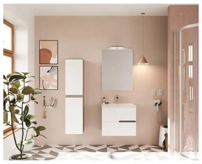 Colonna per mobile bagno Eva 2 ante P 33.5 x L 31.5 x H 138 cm bianco e rovere fumo