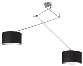 Lampada a sospensione in acciaio con paralume 35 cm nero regolabile 2 luci - Blitz