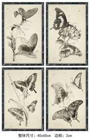 Quadro DKD Home Decor Farfalle (40 x 60 x 2.8 cm) (4 Unità)
