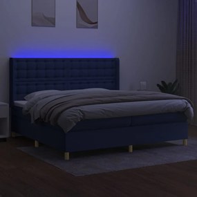 Letto a molle materasso e led blu 200x200cm in tessuto