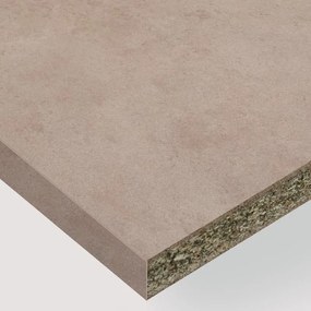 Piano cucina in truciolare rivestito in laminato hpl cemento beige Porfido L 304 x P 63 cm, spessore 3.8 cm