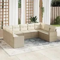 Set Divano da Giardino 9 pz con Cuscini Beige in Polyrattan 3219388