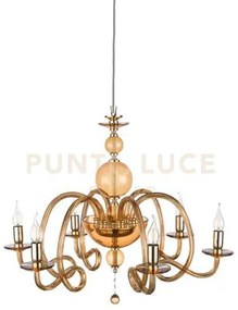 Lampadario vivaldi 6 luci ambra oro attacco e14 d.75cm