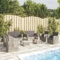 Set Divani da Giardino 8 pz con Cuscini in Polyrattan Grigio cod mxl 38611