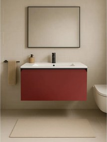 Mobile da bagno sospeso sotto lavabo L 79.5 x H 40 x P 45.5 cm rosso opaco, 1 cassetto Fusion