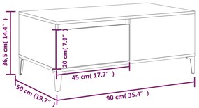 Tavolino da Salotto Rovere Marrone 90x50x36,5 cm in Multistrato