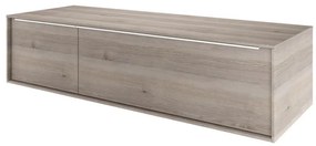 Mobile da bagno sospeso sotto lavabo L 135 x H 33 x P 48 cm bianco, grigio e quercia satinato, 1 cassetto SENSEA Neo