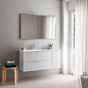 Mobile sottolavabo e lavabo Quadra per vasca a sinistra bianco in mdf L 120 x H 57 x P 46 cm, 1 anta 2 cassetti
