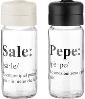 Set sale e pepe in vetro con scritta