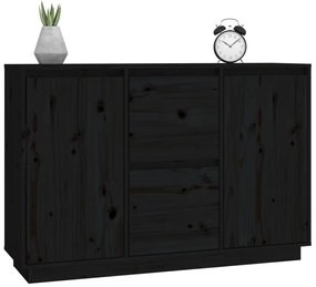 Credenza nera 111x34x75 cm in legno massello di pino