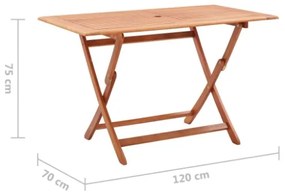Tavolo da Giardino Pieghevole 120x70x75 cm in Legno Eucalipto