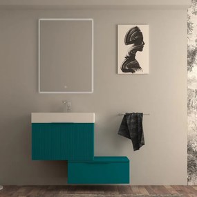 Mobile da bagno sotto lavabo BADEN HAUS Modula blu laccato opaco L 70 x H 43 x P 44 cm 2 cassetti, lavabo non incluso