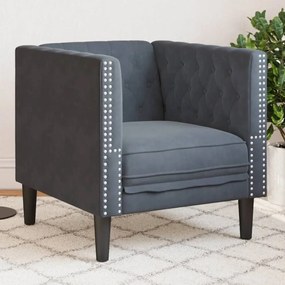 Poltrona Chesterfield Grigio Scuro İn Velluto /